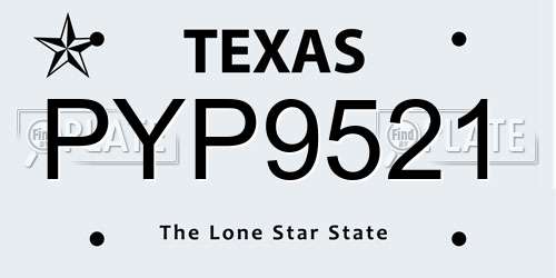 PYP9521 Texas License Plate