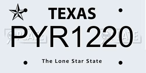 PYR1220 Texas License Plate
