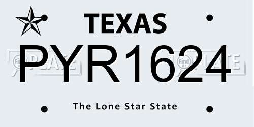 PYR1624 Texas License Plate