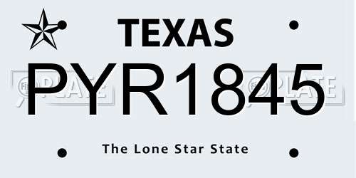 PYR1845 Texas License Plate