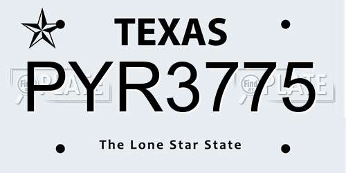 PYR3775 Texas License Plate