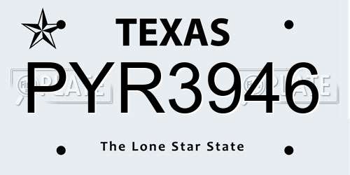 PYR3946 Texas License Plate