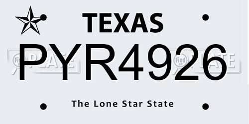 PYR4926 Texas License Plate