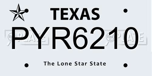 PYR6210 Texas License Plate