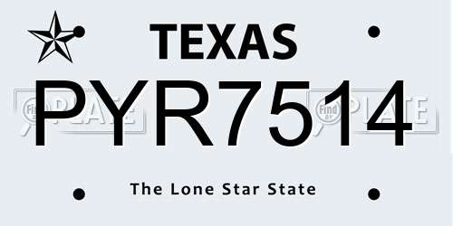 PYR7514 Texas License Plate