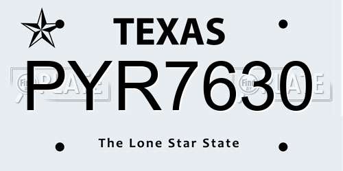 PYR7630 Texas License Plate