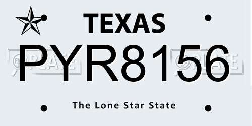 PYR8156 Texas License Plate