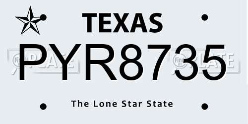 PYR8735 Texas License Plate