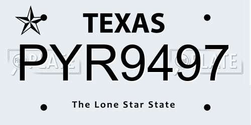 PYR9497 Texas License Plate