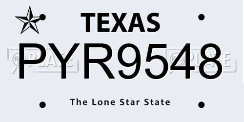 PYR9548 Texas License Plate