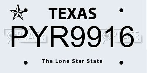 PYR9916 Texas License Plate