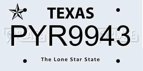 PYR9943 Texas License Plate