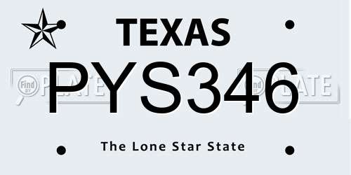 PYS346 Texas License Plate