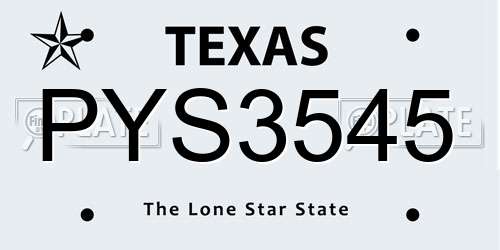 PYS3545 Texas License Plate