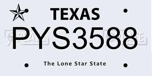 PYS3588 Texas License Plate