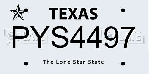 PYS4497 Texas License Plate