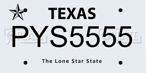 PYS5555 Texas License Plate