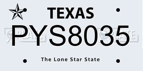 PYS8035 Texas License Plate