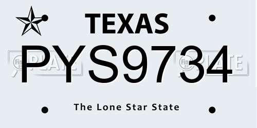 PYS9734 Texas License Plate
