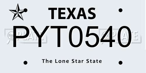 PYT0540 Texas License Plate