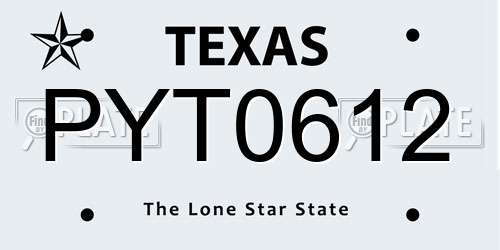 PYT0612 Texas License Plate