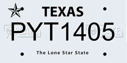 PYT1405 Texas License Plate