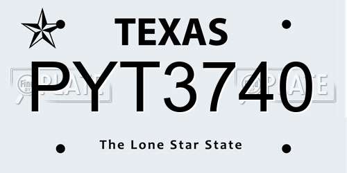 PYT3740 Texas License Plate