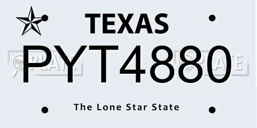 PYT4880 Texas License Plate