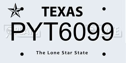 PYT6099 Texas License Plate