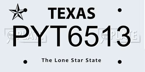 PYT6513 Texas License Plate
