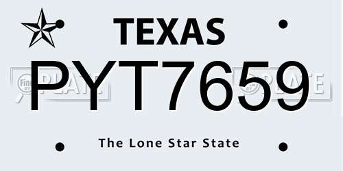 PYT7659 Texas License Plate