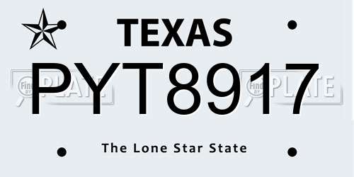 PYT8917 Texas License Plate