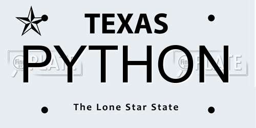 PYTHON Texas License Plate