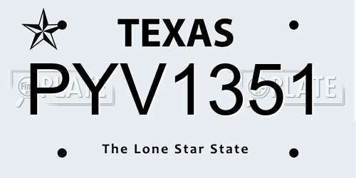 PYV1351 Texas License Plate
