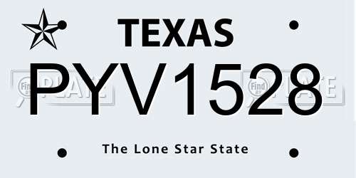 PYV1528 Texas License Plate