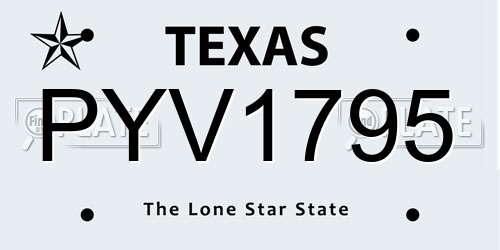 PYV1795 Texas License Plate
