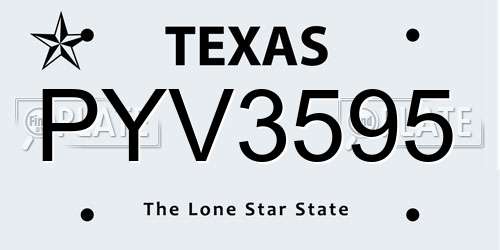 PYV3595 Texas License Plate