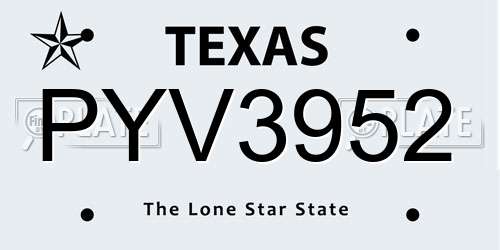 PYV3952 Texas License Plate