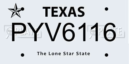 PYV6116 Texas License Plate