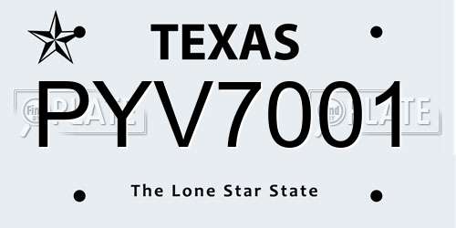 PYV7001 Texas License Plate
