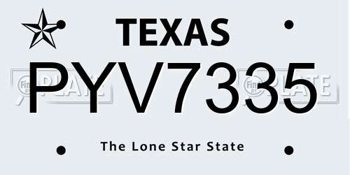 PYV7335 Texas License Plate