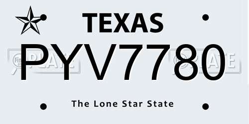 PYV7780 Texas License Plate