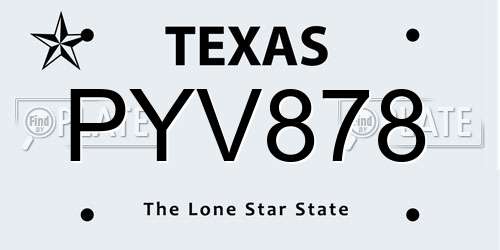 PYV878 Texas License Plate