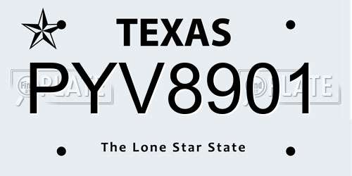 PYV8901 Texas License Plate