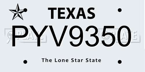 PYV9350 Texas License Plate