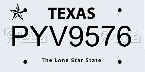 PYV9576 Texas License Plate