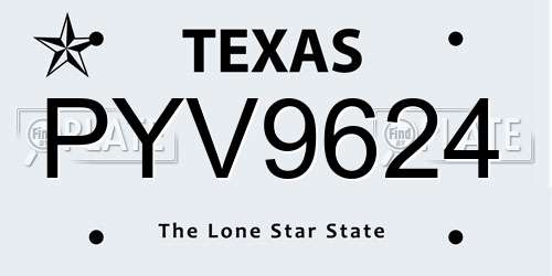PYV9624 Texas License Plate