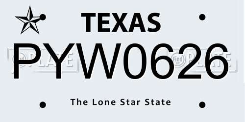 PYW0626 Texas License Plate