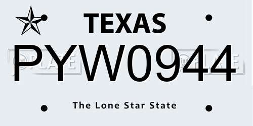 PYW0944 Texas License Plate