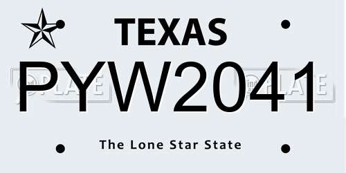 PYW2041 Texas License Plate